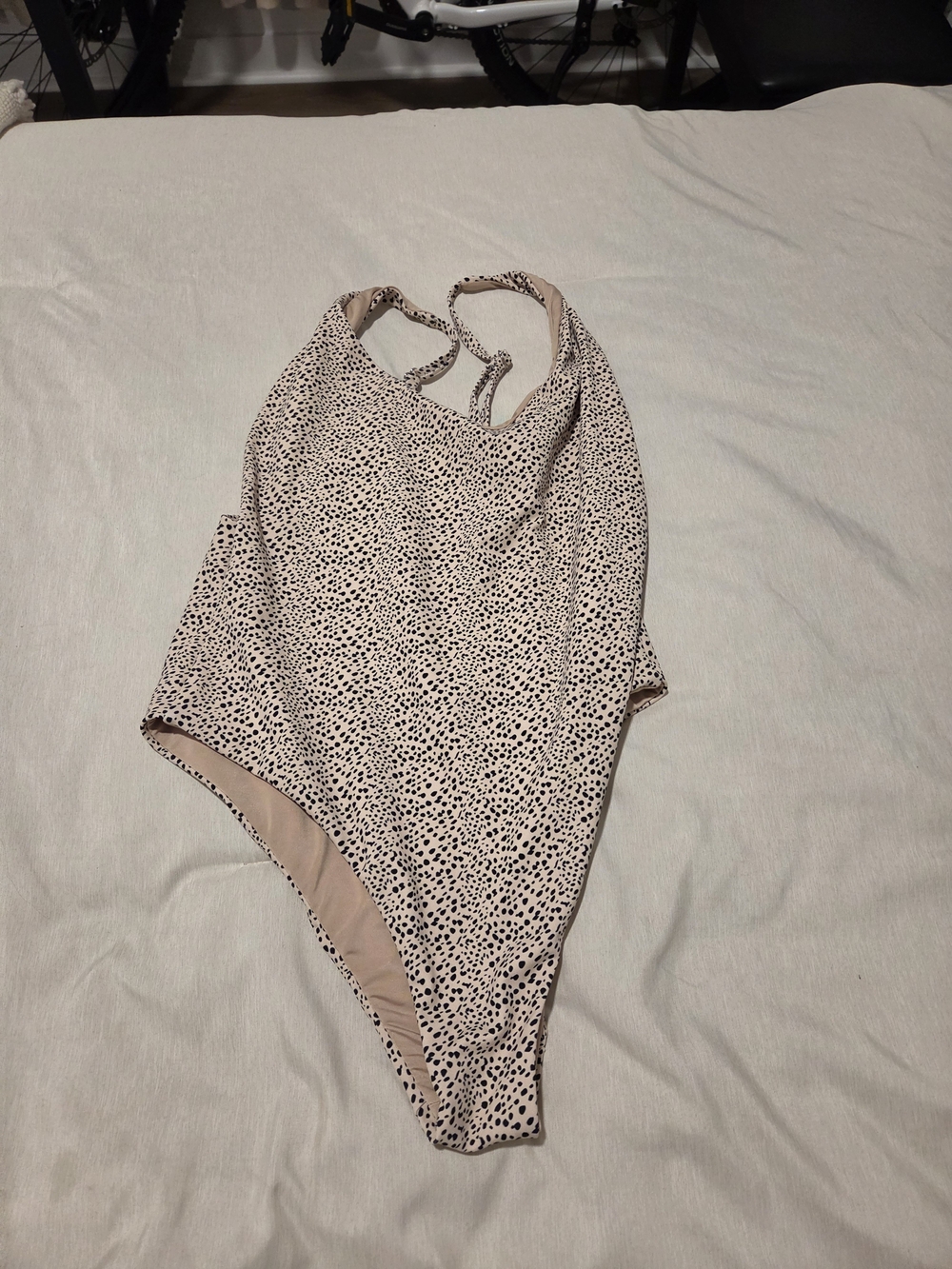 Lulu's Light Pink One-Piece Swimsuit with Black Spot Print